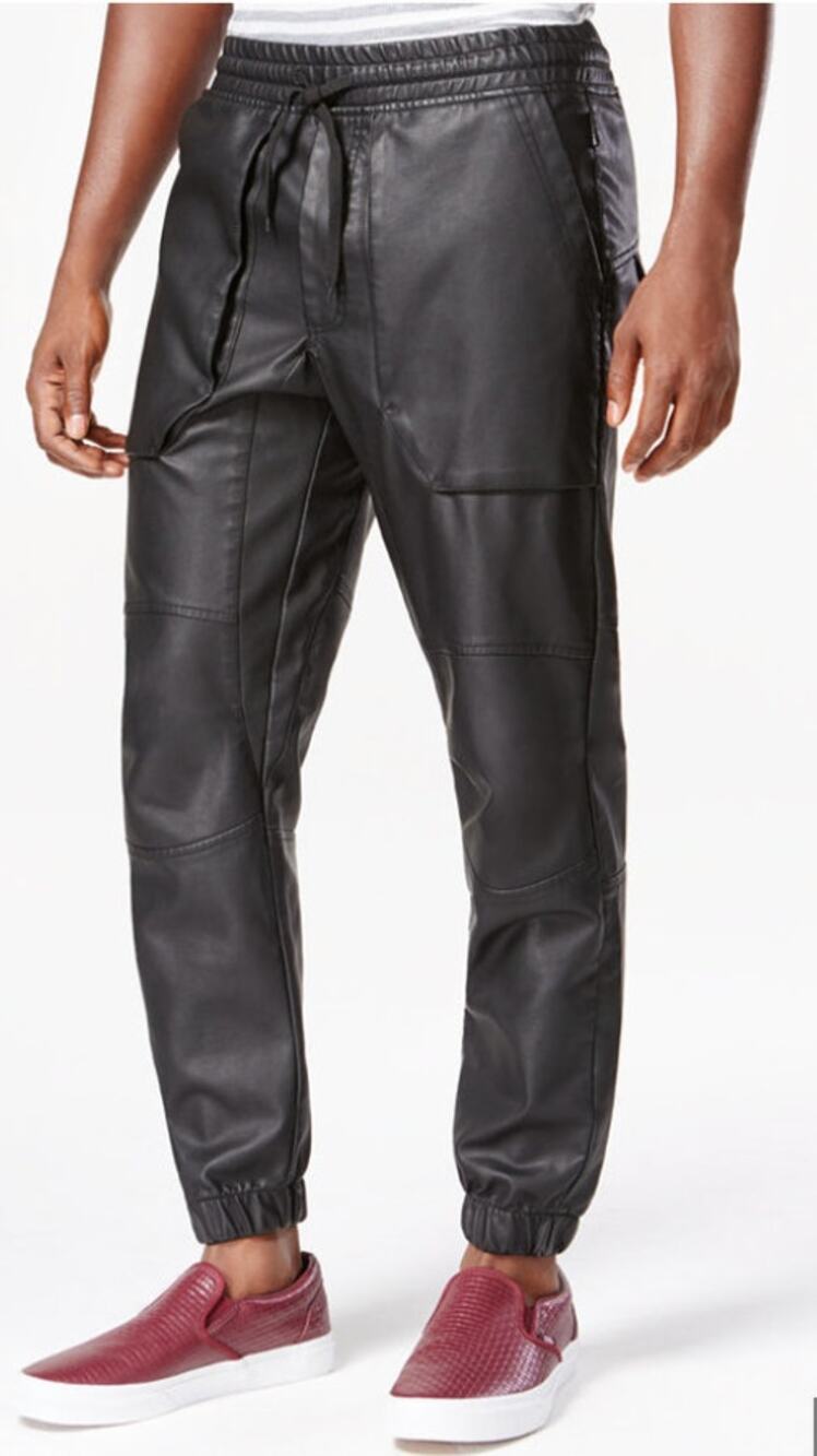 Ring Of Fire Faux Leather Biker Jogger Pants - XL